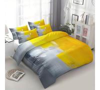 Quixora Funda Nórdica para Cama 135/150 Patrón Abstracto Gris Amarillo Bloques de Color, Set de 3 Piezas con Funda de 220 x 240 cm y 2 Fundas de Almohada 50x75 cm - Suave Ropa de 100% Microfibra