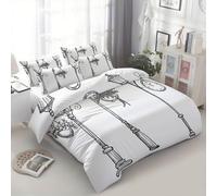 Quixora Funda Nórdica para Cama 135/150 Patrón Clip Art Farolas Graffiti, Set de 3 Piezas con Funda de 220 x 240 cm y 2 Fundas de Almohada 50x75 cm - Suave Ropa de 100% Microfibra