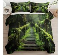 Quixora Funda Nórdica para Cama 180 Patrón Musgo Bosque Selva Tropical, Set de 3 Piezas con Funda de 260 x 240 cm y 2 Fundas de Almohada 50x75 cm - Suave Ropa de 100% Microfibra
