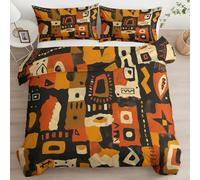 Quixora Funda Nórdica para Cama 90 Patrón Cueva Vintage África, Set de 3 Piezas con Funda de 180 x 220 cm y 2 Fundas de Almohada 50x75 cm - Suave Ropa de 100% Microfibra