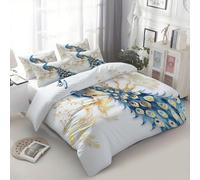 Quixora Funda Nórdica para Cama 90 Patrón Pavo Real Arte de Papel Recortado, Set de 3 Piezas con Funda de 150 x 220 cm y 2 Fundas de Almohada 50x75 cm - Suave Ropa de 100% Microfibra