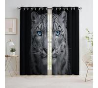 Quixora Negro 2 Paneles 214 Pulgadas de Largo, Animales leopardos de Las Nieves Vida Silvestre 100% Cortinas Opacas para Dormitorio y Sala de Estar, con Aislamiento Térmico Cortinas Ahorro de energía