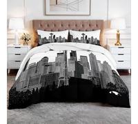 Quixora Skyline Ciudad gótico Noche Urbana Edredón Estampado 4 Estaciones para Cama Matrimonial, Edredones Hipoalergénicos Reversibles - Sin Funda, con 2 Fundas de Almohada de 50x75 cm