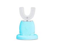 Quixpszto Cepillo de Dientes eléctrico ultrasónico de Silicona en Forma de U - Blanqueamiento Dental de 360°, Resistente al Agua IPX7, Carga inalámbrica, Limpieza automática con luz Azul fría.(BLU)