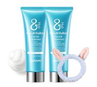 QUIYUM 8x H2O AquaVitalize Limpiador Facial 2 x 100 g para Mujeres, Skincare Cleanser para Todo Tipo de Piel, Limpieza Profunda de Poros con Diadema