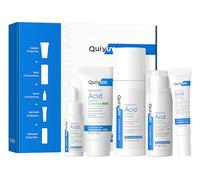 QUIYUM Acido Hialurónico Set de Cuidado Facial, Set Regalo Cuidado de la Piel Mujer, 5 Piezas Cuidado Facial Mujer Kit Regalo, con Leche Limpiadora Facial Tónico Crema para Ojos Suero y Crema Facial
