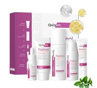 QUIYUM Kit de cuidado facial con retinol para mujer, set skincare antiedad y antiarrugas de 5 piezas con limpiador, tónico, sérum, crema de ojos e hidratante