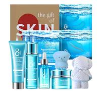 QUIYUM Set de Cuidado Facial 12 Piezas 8X H2O AquaVitalize - Kit Skincare | Regalo Mujer con Pantenol y Acetil Hexapéptido-8, Hidratante para Todo Tipo de Piel