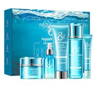 QUIYUM Set de Cuidado Facial 8x H2O AquaVitalize, Set Regalo Cuidado Facial Mujer,5 Piezas Skincare Kit con Leche Limpiadora Tónico Crema para Ojos Suero y Crema Facial