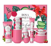QUIYUM Set de cuidado facial con rosa mosqueta, 5 productos hidratantes con limpiador, tónico, sérum, contorno de ojos y crema hidratante, para mujeres, hombres y adolescentes