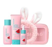 QUIYUM Set de Cuidado Facial con Sandía y Niacinamida, Rutina de Skincare Glow Up de 4 Piezas para Mujeres y Adolescentes con Neceser, Reafirmante y Luminosidad para Todo Tipo de Piel