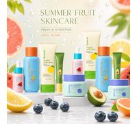 QUIYUM Set de Cuidado Facial de Frutas , Diaria para un . Limpiador AHA de , de Cítricos con C y Hidratante de para una , Hidratada y