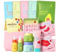 QUIYUM Set Facial Skincare Frutas 16pz con Neceser Rosa Peluche & Nail Art | Rutina Skincare Glow: Sérum, Aceite, Crema, Mascarilla - Cuidado Facial, Spa Regalo Chica Adolescente Cumpleaños
