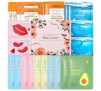 QUIYUM Set Mascarillas Faciales 26 Piezas, Kit Cuidado Facial Antioxidante con Vitamina C y Cúrcuma, Regalos para Mujeres y niñas, Mascarilla de Ojos y Labios Hidratante, Formato Ahorro