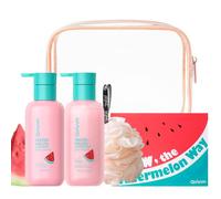 QUIYUM Set Regalo Corporal Sandía Mujer: Gel de Ducha & Loción Hidratante | Body Care Kit: Emulsión Nutritiva para Piel Suave, Limpieza Delicada, con Esponja Malla