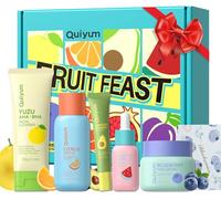 QUIYUM Set Skincare Cuidado Facial Frutas 5 Pzs, Rutina para Adolescentes | Set de Regalo Skincare para Chicas con Sérum y Crema Facial, Hidratación Intensa y Luminosidad Natural