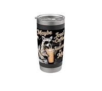 Quizás el café helado es adicto a mí Funny Trash Panda Meme Vaso térmico de acero inoxidable de doble pared