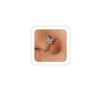 Quizzhe Anillo de nariz falso sin perforación, en forma de U, aro de nariz de mariposa de cristal dorado, anillo de nariz de imitación con clip, anillo de nariz de tabique sintético, joyería corporal
