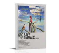QUJIAOFUMEISUU Alex G - Póster estético con texto en inglés "God Save the Animals" de Alex G, 60 x 90 cm, marco de Dios salva a los animales