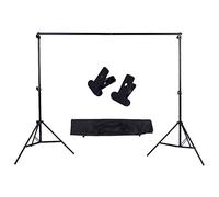 Qukaim 2 soportes de fondo ajustables, barra transversal para telón de fondo de fotos con 2 abrazaderas, soporte de telón de fondo de 1,8 x 2,7 m, aluminio, portátil, incluye bolsa de transporte