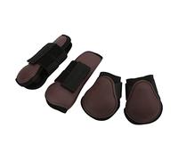 Qukaim 4 botas de pata de caballo, botas de apoyo que absorben los golpes para competición de salto, marrón M, protectores de tendones, botas protectoras de pezuña, suministros para caballos