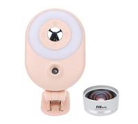 Qukaim 4Gear - Luz de relleno regulable con humidificador de lente gran angular para videoconferencia telefónica y transmisión en vivo, luz de relleno rosa portátil para selfie y uso de video