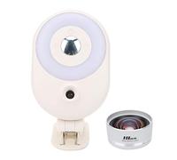 Qukaim 4Gear - Luz de relleno regulable con humidificador de lente gran angular para videoconferencia de teléfono, luz de relleno portátil para selfie, color blanco, ideal para transmisión en vivo y