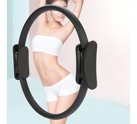 Qukaim Anillo de pilates con doble empuñadura, anillo de resistencia, negro, círculo mágico de gimnasia para fitness, ideal para entrenamientos en casa y clases de pilates