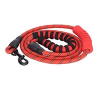 Qukaim Arnés de nailon reflectante ajustable con correa de 177 cm, correa ligera para perros grandes y medianos, rojo y morado, talla XL