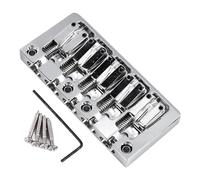 Qukaim Bass Bridge - Puente de bajo con tapa abatible y micro ajustable de 5 cuerdas, color plateado, puente de instrumentos de bajo eléctrico, adecuado para práctica y actuación