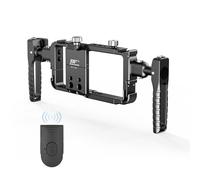 Qukaim BFT-02B - Jaula universal para teléfono, kit de aparejo de video portátil con soporte estabilizador de mano, 2 asas laterales, 4 soportes de zapata fría para teléfonos Android 16/15/14/13