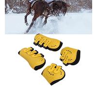 Qukaim Botas de tendón de caballo Fetlock frente abierto, transpirables, ajustables, protectoras para saltar, color amarillo, juego de 4 M