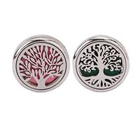 Qukaim Broche difusor de perfume, 2 broches difusores de aceites esenciales, acero inoxidable, forma de árbol, difusor de perfume lavable, broche de aromaterapia