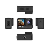 Qukaim Cámara de acción 4K 60FPS, cámara deportiva WiFi de 24 MP, lente gran angular de 170°, pantalla dual, control táctil, antivibración, resistente al agua hasta 21 m, kit de accesorios de montaje