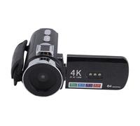 Qukaim Cámara de video 4K 64MP, zoom digital HD 28X, grabadora de video digital de enfoque automático, pantalla giratoria de 3 pulgadas, luz LED para viajes y grabación