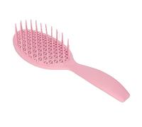 Qukaim Cepillo estático hueco para el cuello, cepillo de corte de pelo suave con mango antideslizante, diseño hueco para depilación, peine de masaje para uso doméstico y barbería, color rosa