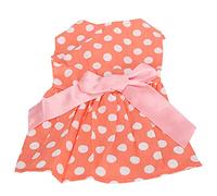Qukaim Drfor - Vestido para perro niña, falda sin mangas de poliéster con lazo para perra, ropa de verano para mascotas, naranja, talla S, SKU_XZD298