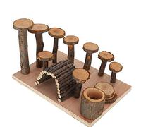 Qukaim Escalera de juguete de ejercicio para hámster, escaleras de madera de gran tamaño para rechinar dientes, juguetes para mascotas pequeñas, parque infantil, cuadrado de madera, suministros para