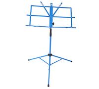 Qukaim Home - Atril de música pequeño, estante portátil de metal, fácil de montar, plegable, ajustable, para uso familiar, color azul