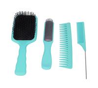 Qukaim Juego de 4 cepillos de pelo de nueve filas, cepillo para desenredar el cabello y peine de cola de rata, cepillo de pelo de paleta para cabello largo y grueso y rizado, caja verde