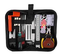 Qukaim Juego de herramientas de reparación de guitarra, kit de herramientas de limpieza de mantenimiento, organizador de cuerdas, regla y herramienta de medición de calibre, conjunto completo de