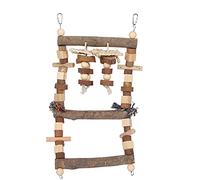 Qukaim Juguete de soporte para jaula de loro, ramas de actividad de madera, escaleras, troncos, puente de escalera para pájaros, juguetes masticables para pájaros pequeños, acory de columpio de loro