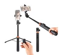 Qukaim M080 - Trípode extensible para selfie de 70 pulgadas, soporte de fotografía de mano con tornillo de 1/4 pulgadas, soporte para teléfono, obturador remoto de alambre para vlog, selfie