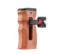 Qukaim Mango de jaula de cámara de madera ajustable, agarre lateral izquierdo/derecho con montaje estilo tornillo de 3/8 pulgadas y soporte de zapata fría, compatible con jaula de video SmallRig