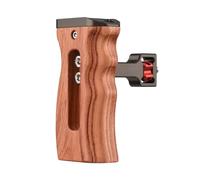 Qukaim Mango de jaula de cámara de madera ajustable, agarre lateral izquierdo/derecho con tornillo de 1/4 pulgadas, soporte estilo ARRI, montaje de zapata fría, mini llave, compatible con jaula de