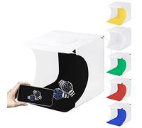 Qukaim Mini caja de luz, 40 piezas de luz LED, tienda de campaña plegable para fotografía, estudio fotográfico portátil USB, cubo de telón de fondo, 23.6 x 23.6 x 23.6 pulgadas, color blanco