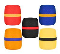 Qukaim Paquete de 5 fundas de micrófono de espuma gruesa, parabrisas de micrófono colorido para micrófonos de escenario de mano, karaoke y actuaciones de DJ, cubiertas de esponja