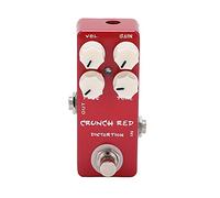Qukaim Pedal de distorsión con efecto de distorsión de carcasa de metal, pedal True Bypass de tamaño mini para guitarra eléctrica y bajo, color rojo, diseño compacto