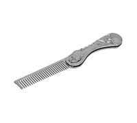 Qukaim Peine plegable para el pelo, cepillo para polvo de cuello de peluquería, cepillo de limpieza de cuello galvanizado suave, peine plegable de aleación de zinc, evita la estática, tamaño de