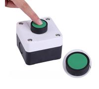 Qukaim Pulsador Interruptor Exterior Estanco IP54 Verde - Botón Momentáneo N/O para Porteros Automáticos, Salidas de Emergencia y res AC, Caja ABS Antivandálico